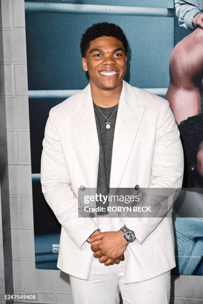 Actor Spence Moore II arrives for the Los Angeles premiere of Creed III at the TCL Chinese Theater in Hollywood, California, on February 27, 2023.