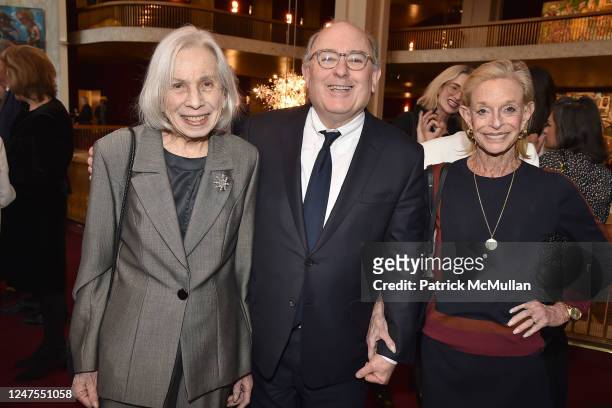 Florence Fabricant, Joel Kassimir and Linda Lindenbaum attend Celebration of Donald Gibbs Tober on February 27, 2023 at The Metropolitan Opera House...