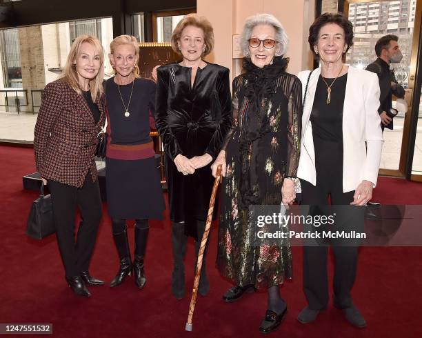 Meriel Lari, Linda Lindenbaum, Layla Diba, Barbara Tober and Ronnie Ackman attend Celebration of Donald Gibbs Tober on February 27, 2023 at The...