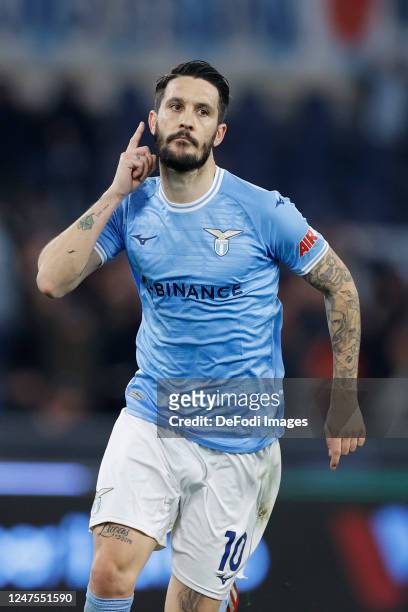 Luis Alberto of SS Lazio celebrates after scoring his team's first goal during the Serie A match between SS Lazio and UC Sampdoria at Stadio Olimpico...