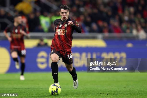 Brahim Diaz of Ac Milan in action during the Serie A football match between Ac Milan and Atalanta Bc. Ac Milan wins 2-0 over Atalanta Bc.