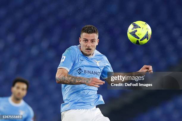 Sergej Milinkovic-Savic of SS Lazio controls the ball during the Serie A match between SS Lazio and UC Sampdoria at Stadio Olimpico on February 27,...