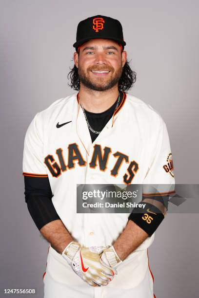 Brandon Crawford of the San Francisco Giants poses for a photo during the San Francisco Giants Photo Day at Scottsdale Stadium on Friday, February...