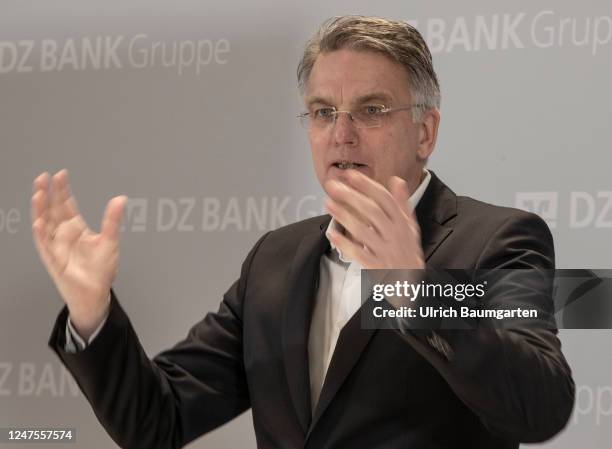 Uwe Froehlich, Co-Chief Executive Officer of DZ Bank AG, during the balance sheet press conference on February 28, 2023 in Frankfurt, Germany.