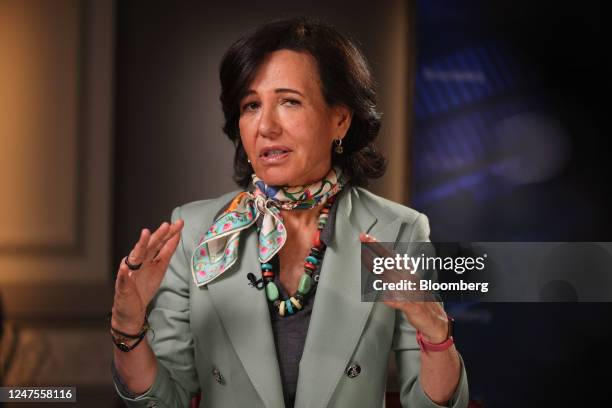Ana Botin, chairman of Banco Santander SA, during a Bloomberg Television interview in London, UK, on Tuesday, Feb. 28, 2023. Santander pledged to...