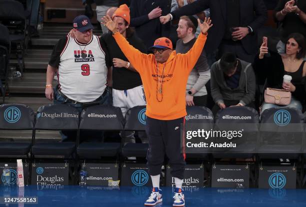 Filmmaker, actor and New York Knicks superfan Spike Lee attends the game as the surging New York Knicks knock the Boston Celtics off the top of East...