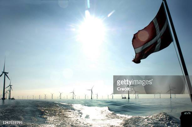 Turbines turn in the wind at the Roedsand 2 Offshore Wind Farm, at sea off Roedby in Denmark on October 12, 2010. Roedsand 2, which was built by the...