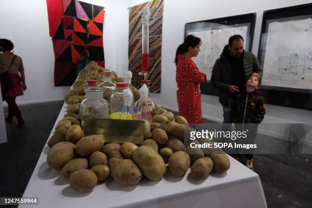 The sculpture of Artist Victor Grippo seen displayed during the fourth day of ARCO, the International Contemporary Art Fair of Spain that celebrates...