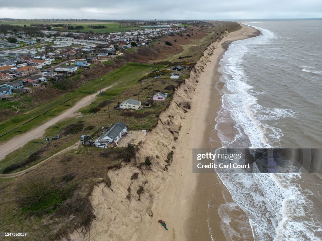 Coastal Erosion Threatens Houses In Hemsby