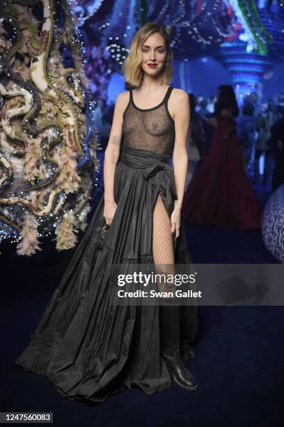 Chiara Ferragni at Christian Dior Fall 2023 Ready To Wear Runway Show on February 28, 2023 at the Tuileries Gardens in Paris, France.