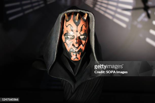 Figure of the character Darth Maul seen displayed during the expansion of Universo Star Wars in Madrid. The Universo Star Wars exhibition marks a...