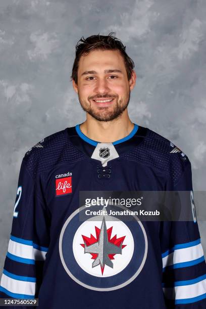 Nino Niederreiter of the Winnipeg Jets poses for his official headshot for the 2022-2023 season on February 28, 2023 at Canada Life Centre in...