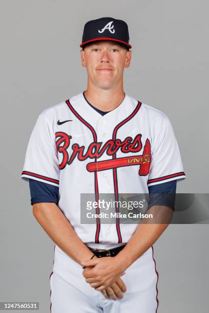 Kolby Allard of the Atlanta Braves poses for a photo during the Atlanta Braves Photo Day at CoolToday Park on Friday, February 24, 2023 in North...