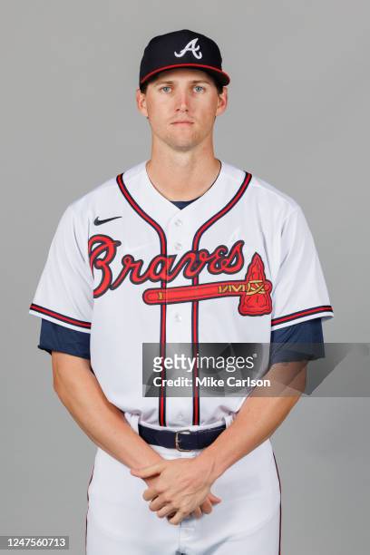 Kyle Wright of the Atlanta Braves poses for a photo during the Atlanta Braves Photo Day at CoolToday Park on Friday, February 24, 2023 in North Port,...
