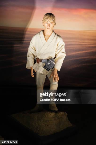 Figure of the character Luke Skywalker seen displayed during the expansion of Universo Star Wars in Madrid. The Universo Star Wars exhibition marks a...