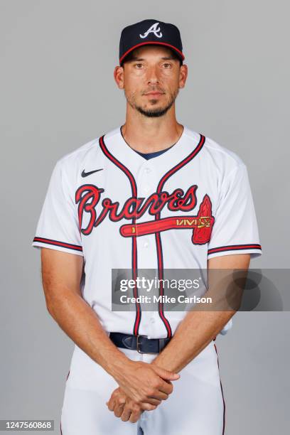 Charlie Morton of the Atlanta Braves poses for a photo during the Atlanta Braves Photo Day at CoolToday Park on Friday, February 24, 2023 in North...