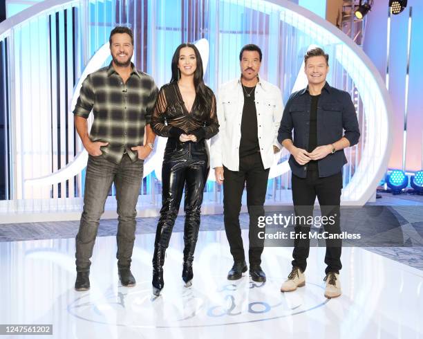 ABCs American Idol stars Luke Bryan, Katy Perry, Lionel Richie, and Ryan Seacrest.