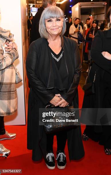 Dawn French attends the press night performance of "Oklahoma!" at Wyndhams Theatre on February 28, 2023 in London, England.