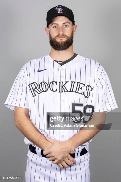 Jake Bird of the Colorado Rockies poses for a photo during the Colorado Rockies Photo Day at Salt River Fields at Talking Stick on Friday, February...