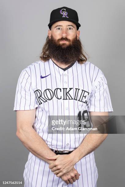 Charlie Blackmon of the Colorado Rockies poses for a photo during the Colorado Rockies Photo Day at Salt River Fields at Talking Stick on Friday,...