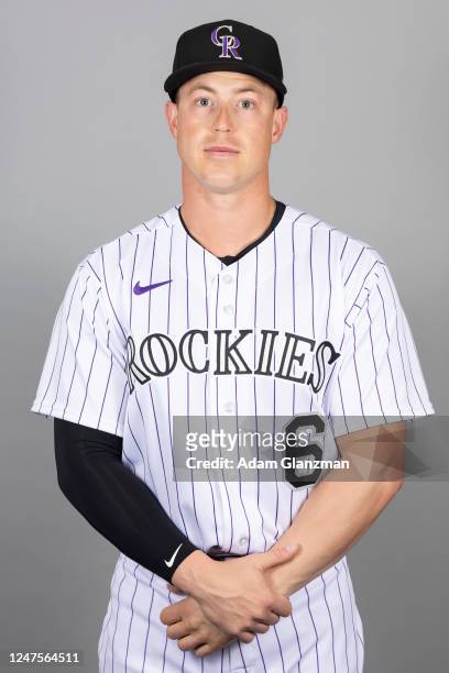 Brian Serven of the Colorado Rockies poses for a photo during the Colorado Rockies Photo Day at Salt River Fields at Talking Stick on Friday,...