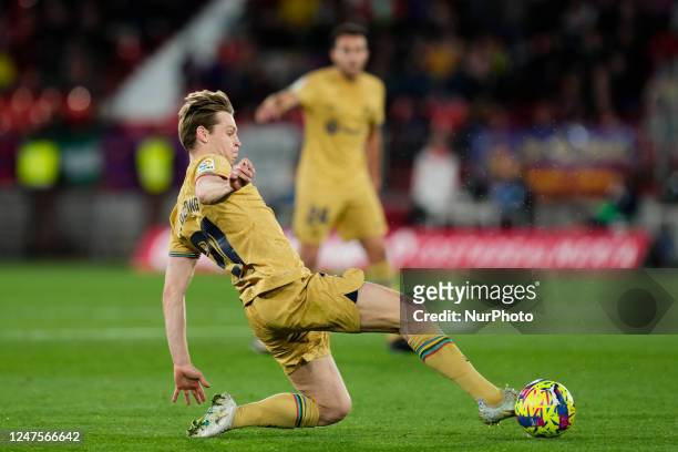 Frenkie de Jong central midfield of Barcelona and Netherlands in action during the LaLiga Santander match between UD Almeria and FC Barcelona at...