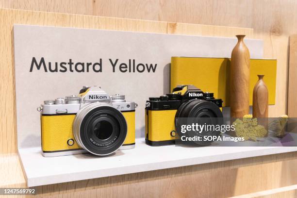 Nikons Z fc camera model in Mustard Yellow style at CP+ Camera & Photo Imaging Show 2023 in Pacifico Yokohama National Convention Hall.