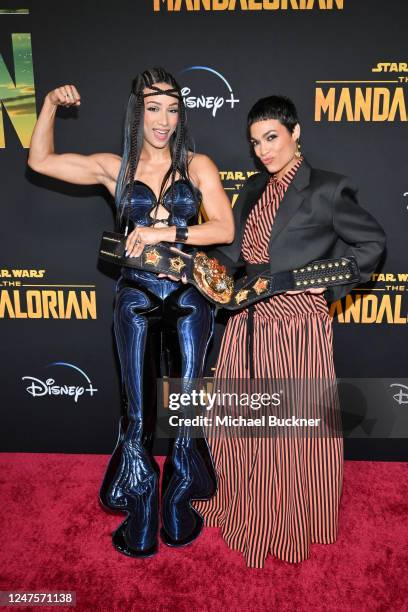 Mercedes Kaestner-Varnado and Rosario Dawson at the launch event for season 3 of "The Mandalorian" held at El Capitan Theatre on February 28, 2023 in...