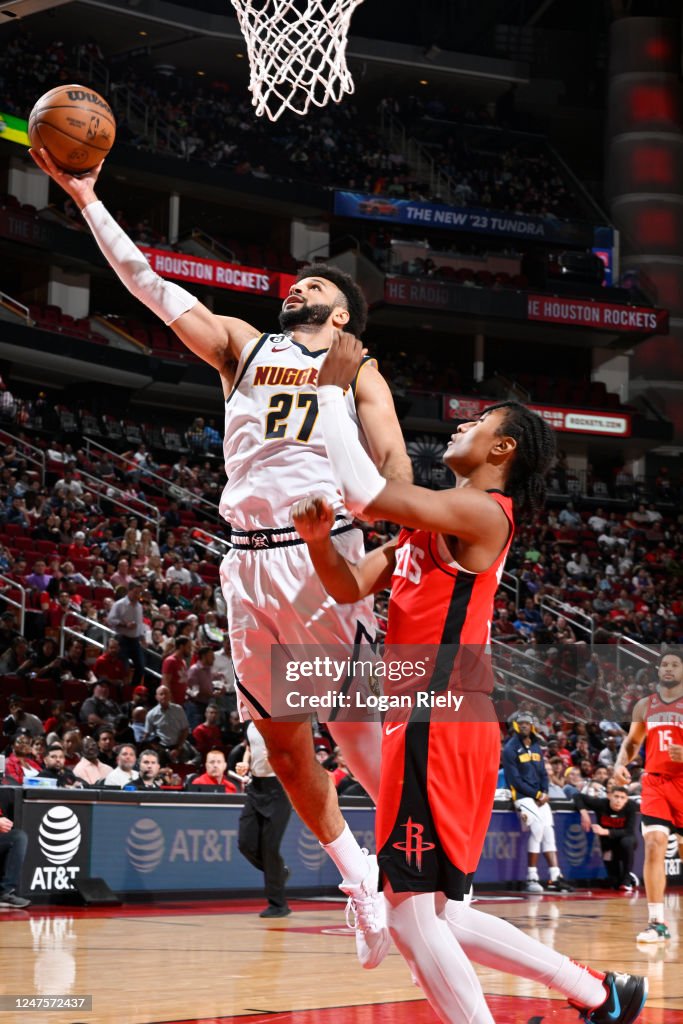 Jamal Murray of the Denver Nuggets drives to the basket during the ...