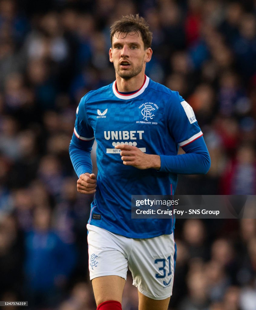 Barisic Rangers Borna Barisic in action for Rangers during the Viaplay Cup final ...