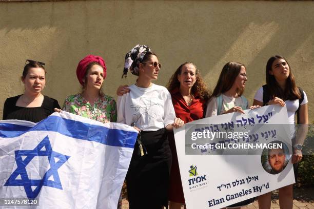 Mourners attend the funeral of Israeli-American Elan Ganeles, who was killed by gunfire near Jericho in the occupied West Bank, on March 1, 2023 in...