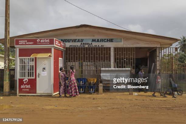 Closed Airtel Africa Plc mobile money kiosk outside a convenience store in Mayumba, Gabon, on Tuesday, Oct. 11, 2022. A flagship of Gabons...