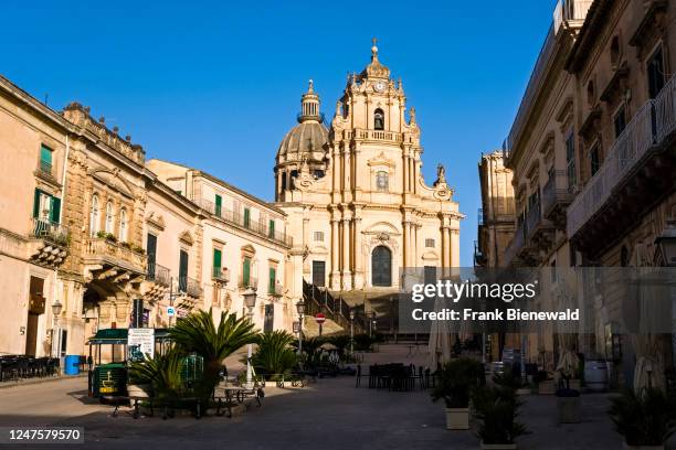 Western facade of the church Duomo of San Giorgio, L'insigne collegiata di San Giorgio, located in the Late Baroque town of Ragusa Ibla.