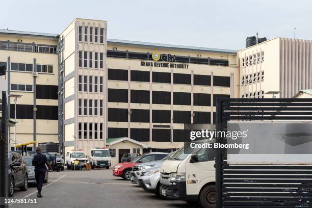 The Ghana Revenue Authority headquarters in Accra, Ghana, on Tuesday, Feb. 28, 2023. Ghanas cedi, the worlds second-worst performing currency this...