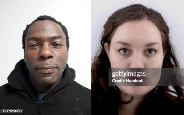 In this handout photo composite from the Metropolitan Police, Mark Gordon and Constance Marten's headshots are seen on March 1, 2023 in Brighton,...