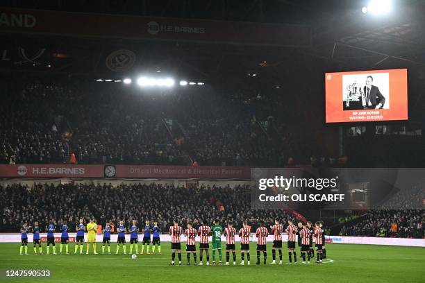 Players pays a tribute to late English football commentator during the FA Cup fifth round football match between Sheffield United and Tottenham...