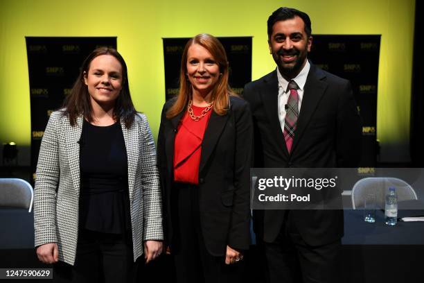 Scotland's Finance Minister and Scottish National Party MSP Kate Forbes, Scottish National Party MSP Ash Regan, and Scotland's Health Minister and...