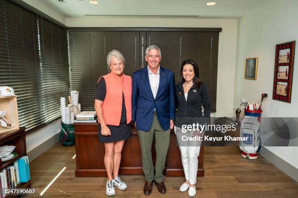 Amy Saunders, Chairperson of Arnold Palmer Group, Jay Monahan, Commissioner of the PGA TOUR and Linda Kirkpatrick, president of Mastercard North...
