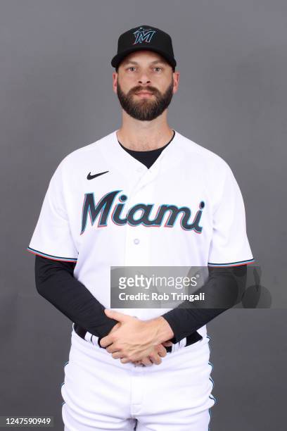 Tommy Nance of the Miami Marlins poses for a photo during the Miami Marlins Photo Day at Roger Dean Chevrolet Stadium on Wednesday, February 22, 2023...
