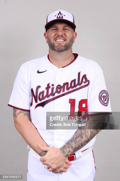Matt Adams of the Washington Nationals poses for a photo during the Washington Nationals Photo Day at The Ballpark of the Palm Beaches on Friday,...