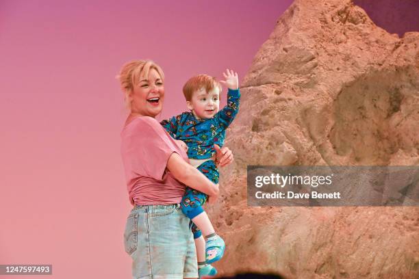 Sheridan Smith with son Billy at the curtain call during the press night performance of "Shirley Valentine" at The Duke Of Yorks Theatre on March 1,...