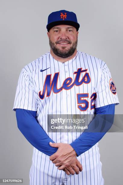 Assistant Hitting Coach Eric Hinske poses for a photo during the New York Mets Photo Day at Clover Park on Thursday, February 23, 2023 in Port St....