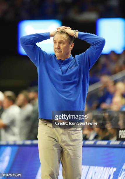 Kentucky Wildcats head coach John Calipari in a game between the Vanderbilt Commodores and the Kentucky Wildcats on March 1 at Rupp Arena in...