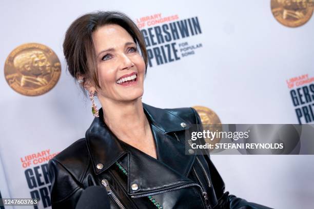 Actress Lynda Carter arrives for the Library of Congress Gershwin Prize for Popular Song ceremony in Washington, DC, March 1, 2023. US...