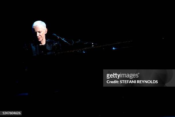 Scottish singer-songwriter Annie Lennox performs onstage during the Library of Congress Gershwin Prize for Popular Song ceremony in Washington, DC,...