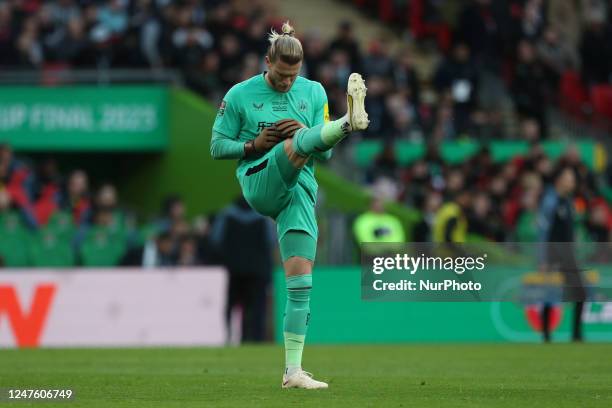 Loris Karius of Newcastle United during the Carabao Cup Final between Manchester United and Newcastle United at Wembley Stadium, London on Sunday...