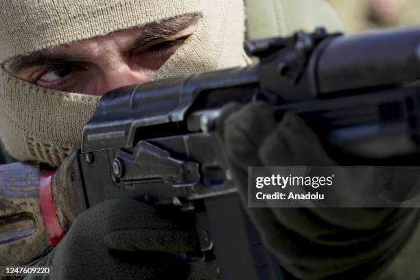 Nearly a thousand volunteers attend the military training at Russian Special Forces University, where special troops are trained, in Gudermes, Russia...