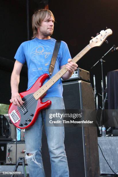 Mickey Madden of Maroon 5 performs at Fiddler's Green Amphitheatre on July 7, 2003 in Engelwood, Colorado.