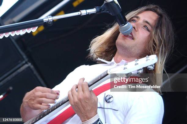 Jared Leto of 30 Seconds to Mars performs during Lollapalooza 2003 at Shoreline Amphitheatre on August 09, 2003 in Mountain View, California.