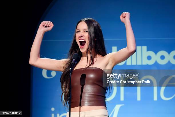 Olivia Rodrigo at Billboard Women In Music held at YouTube Theater on March 1, 2023 in Los Angeles, California.
